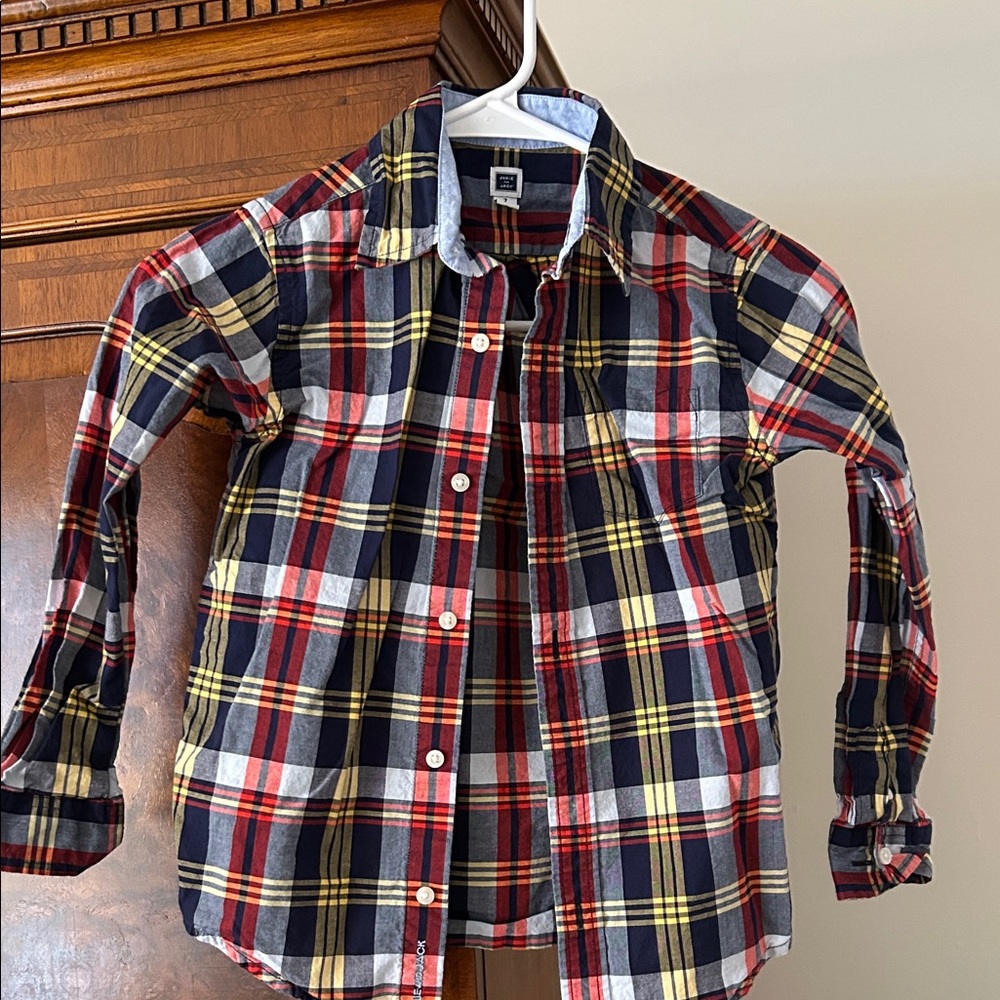 Jamie and Jack Plaid Kids Shirt - Red, Yellow, and Blue size 7